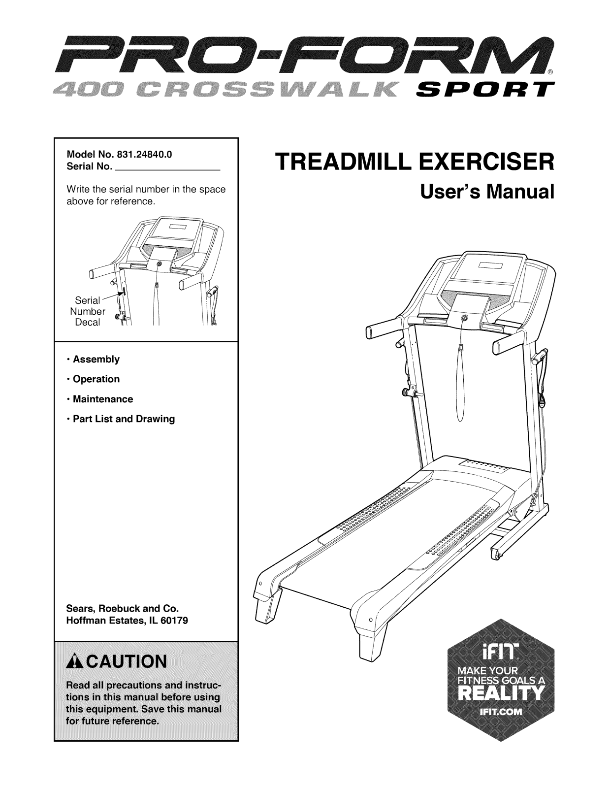 Proform 831248400 Owner’s Manual