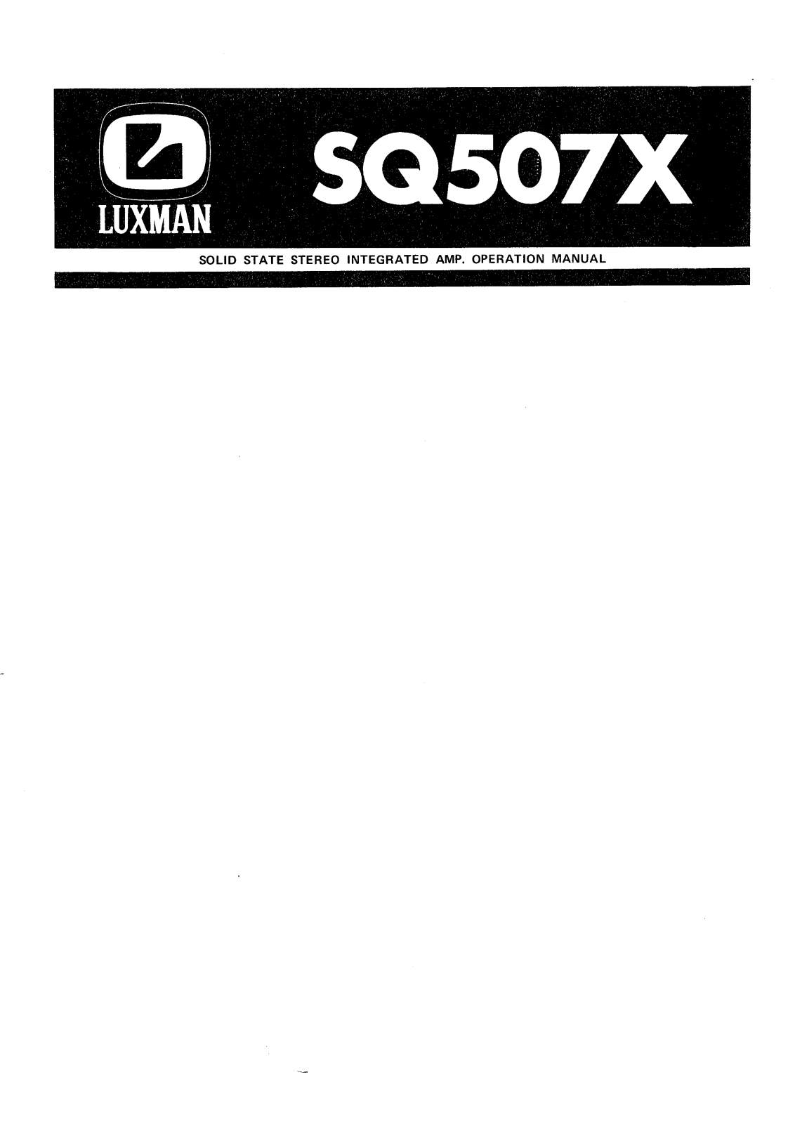 Luxman SQ-507-X Owners manual