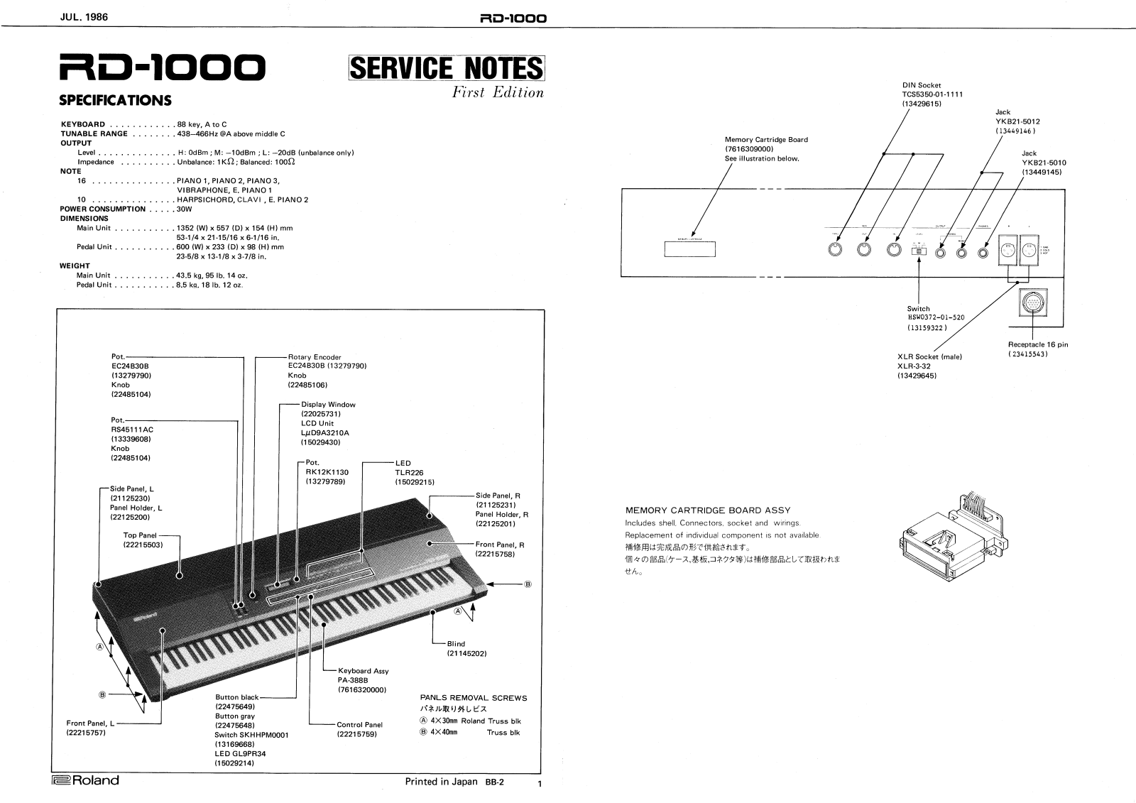 Roland RD-1000 Service Notes