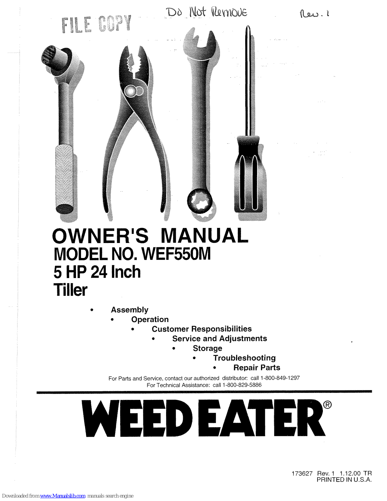 Weed Eater WEF550M Owner's Manual