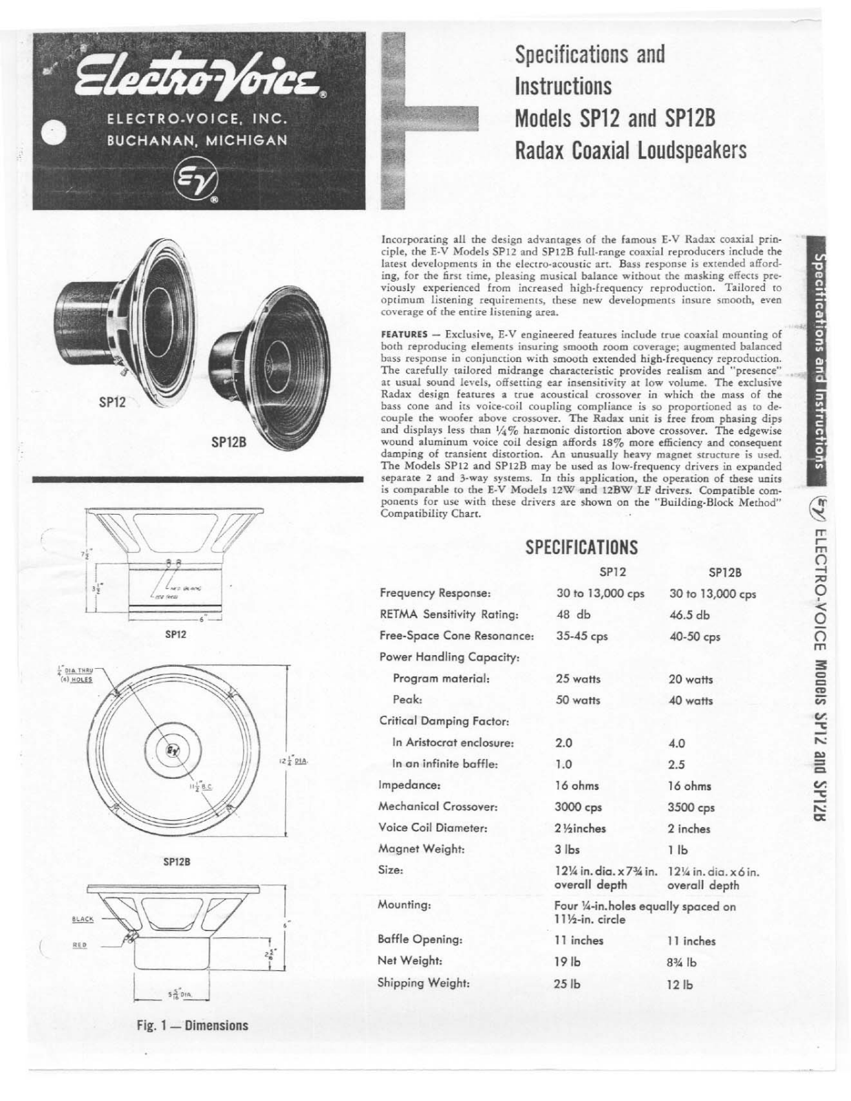 Electro-Voice SP12, SP12B User Manual