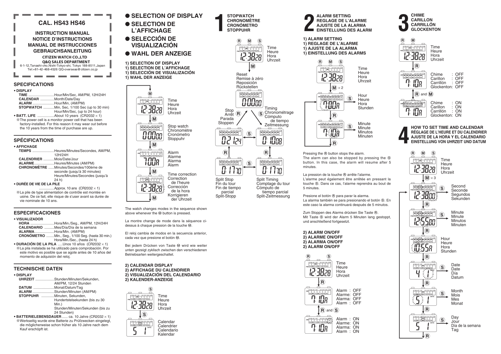 Q&Q QUARTZ HS46 User Manual