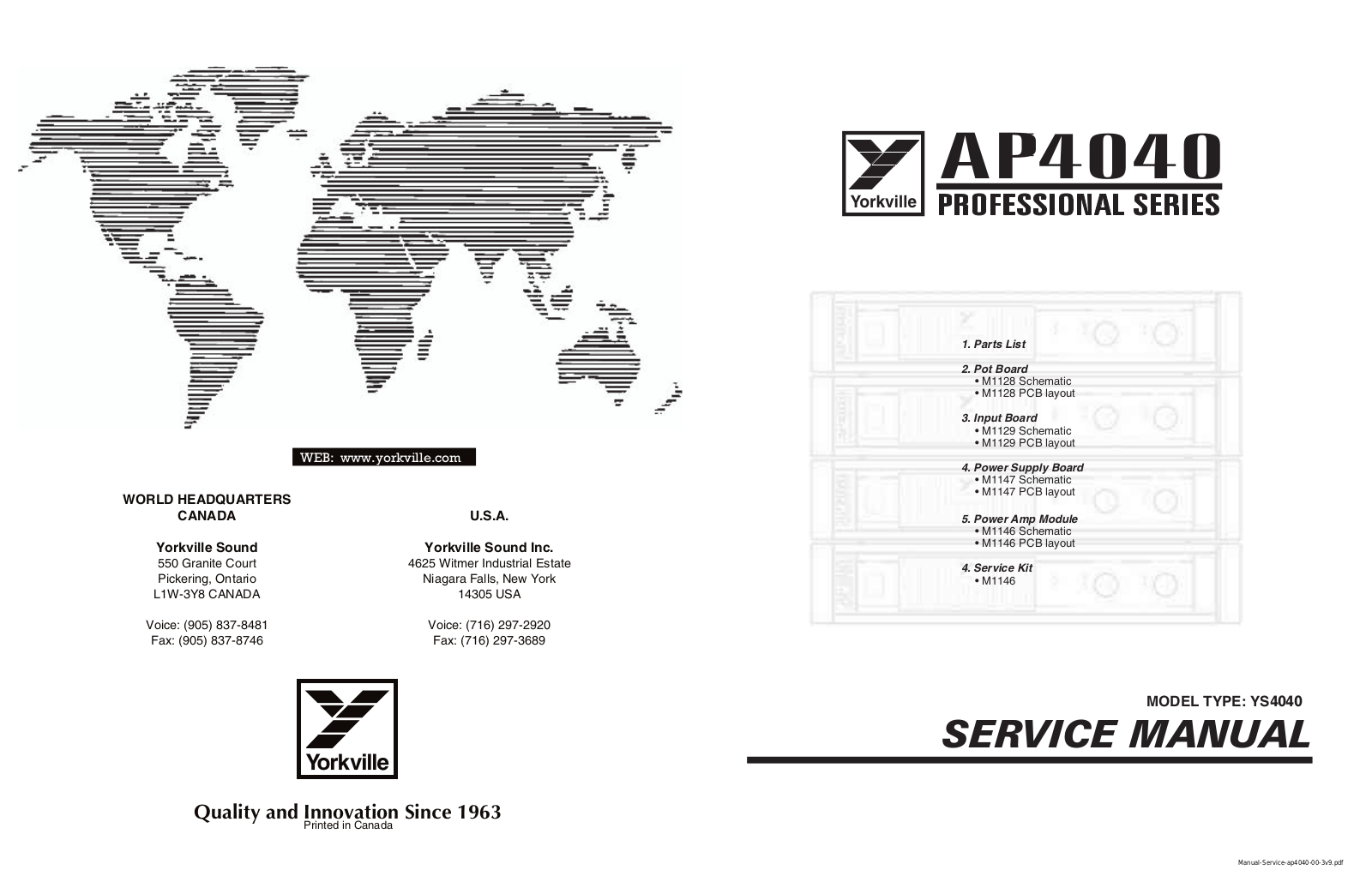 Yorkville AP4040 Service Manual