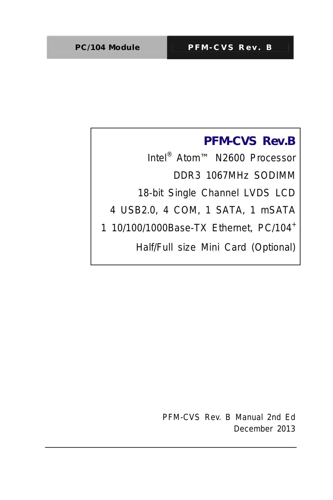 AAEON PFM-CVS User Manual Rev.B