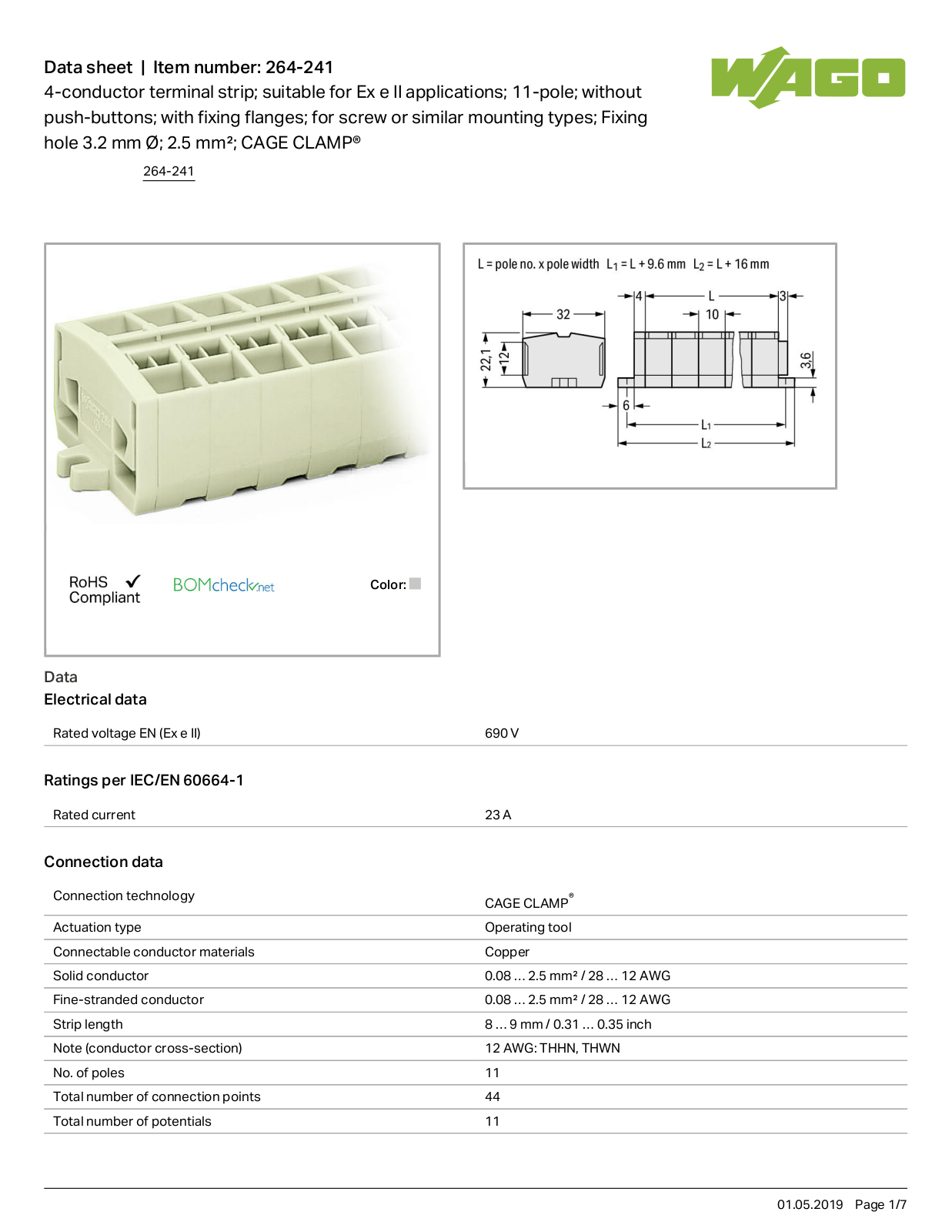 Wago 264-241 Data Sheet