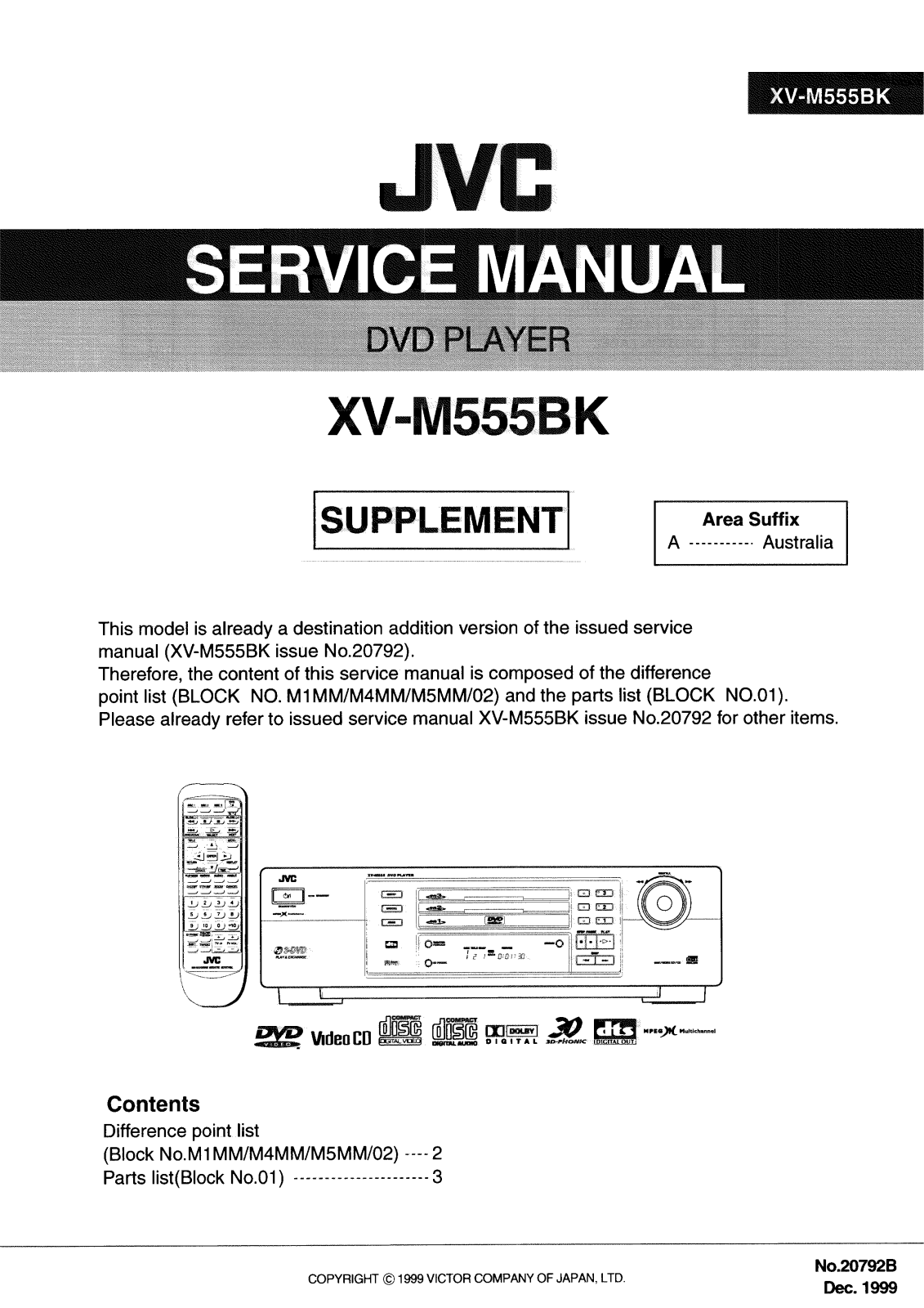 JVC XV-M555BKA Service Manual