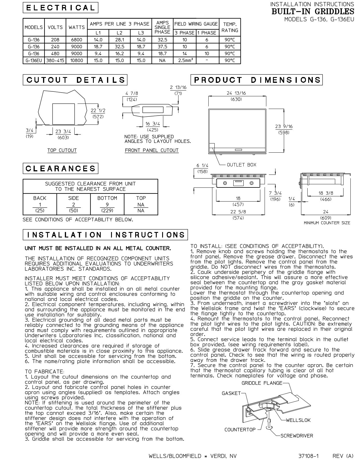 Wells G-136EU Installation  Manual