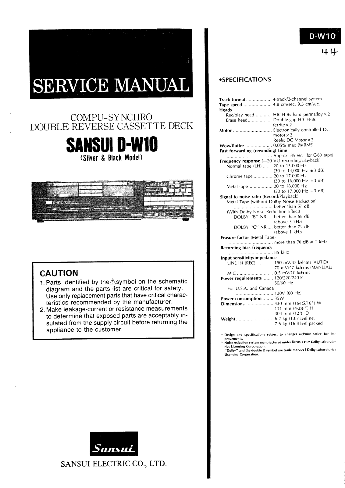 Sansui DW-10 Service manual