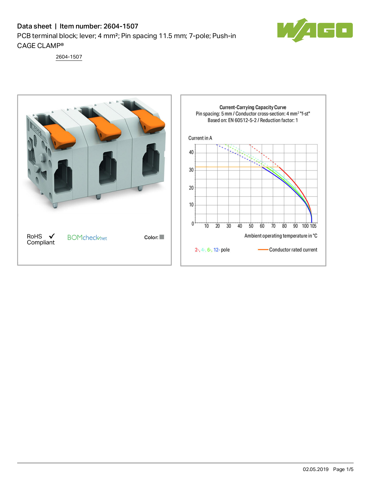 Wago 2604-1507 Data Sheet