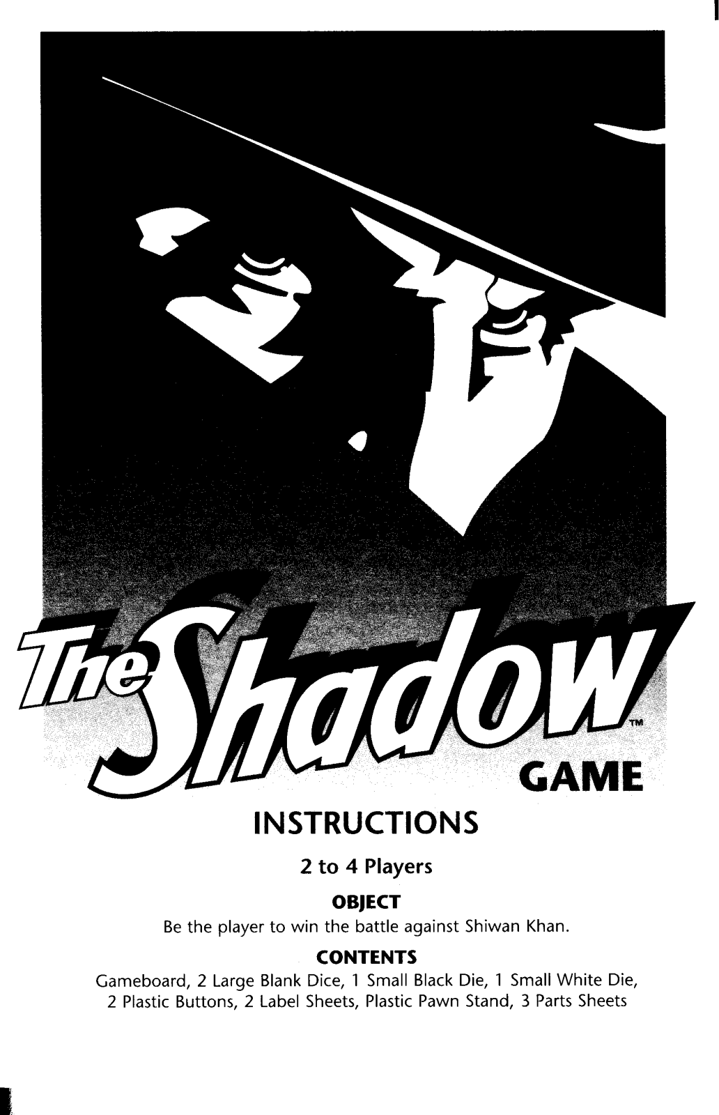 Hasbro SHADOW GAME User Manual