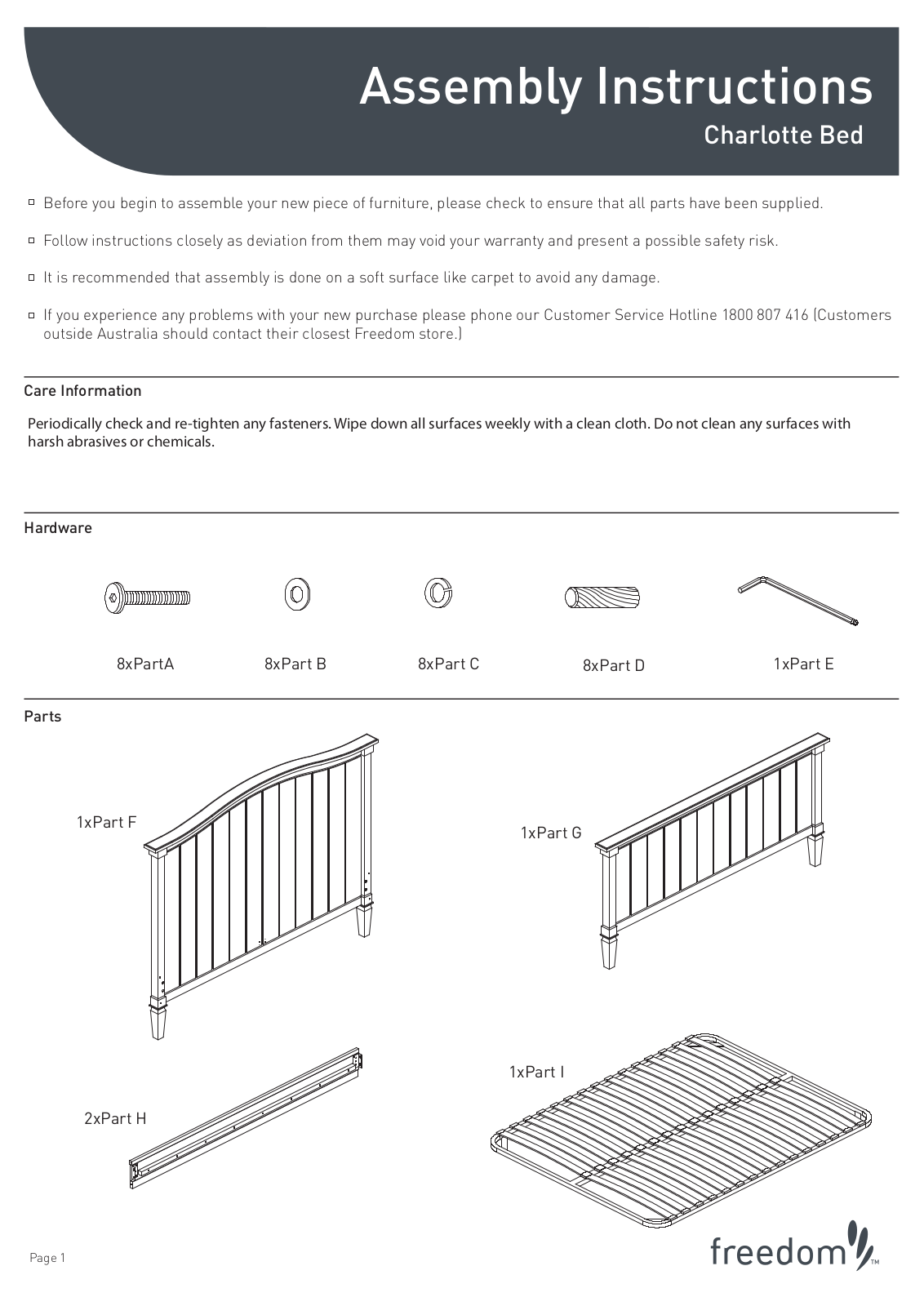 Freedom Charlotte Bed Assembly Instruction