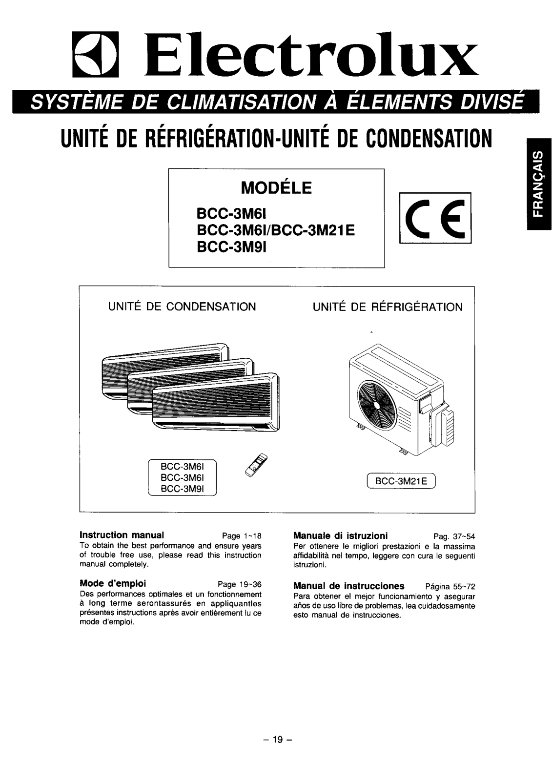 electrolux BCC3M9I, BCC3M21E, BCC3M6I Instruction  Manual