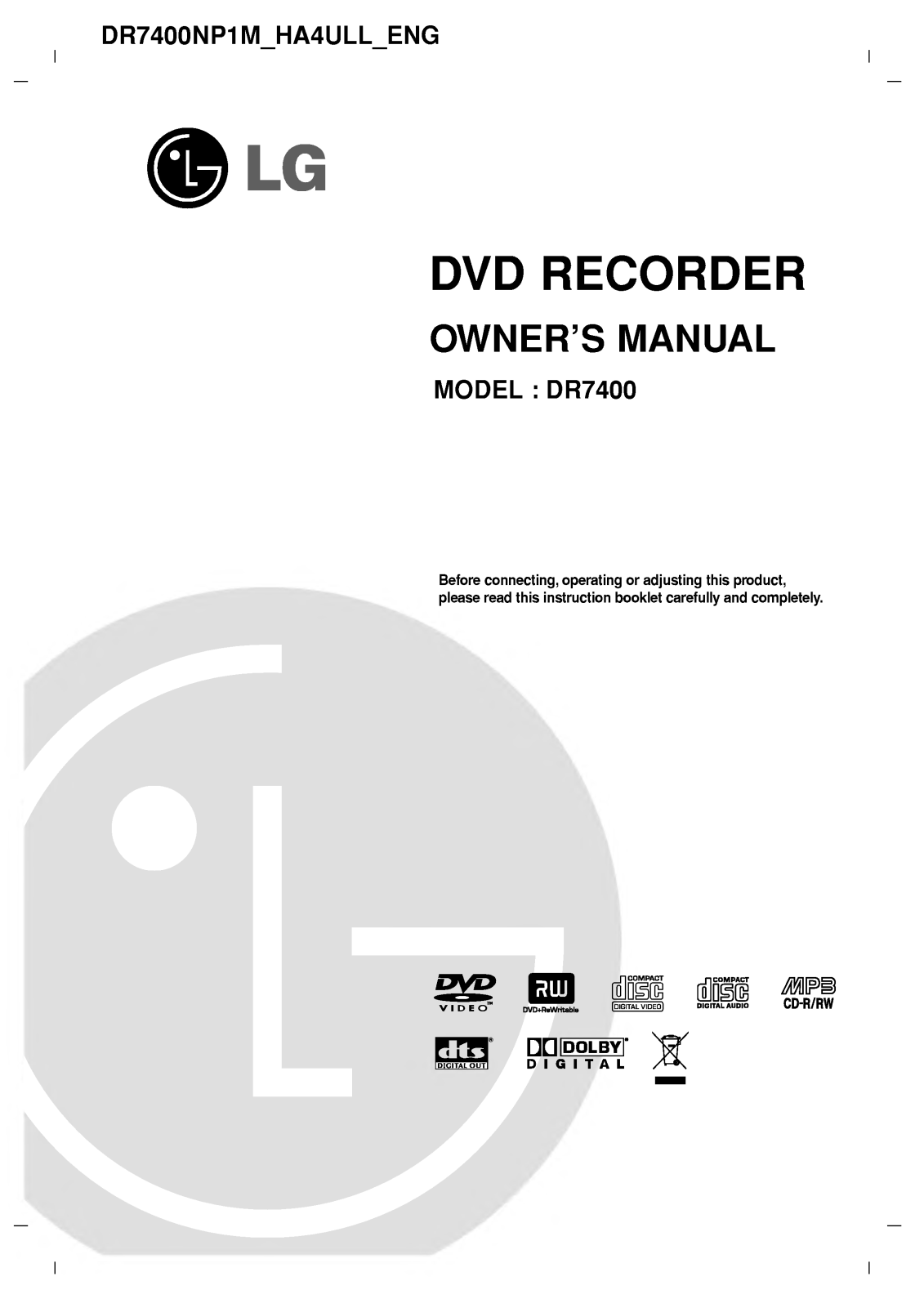 LG DR7400, DR7400NP1M User Manual