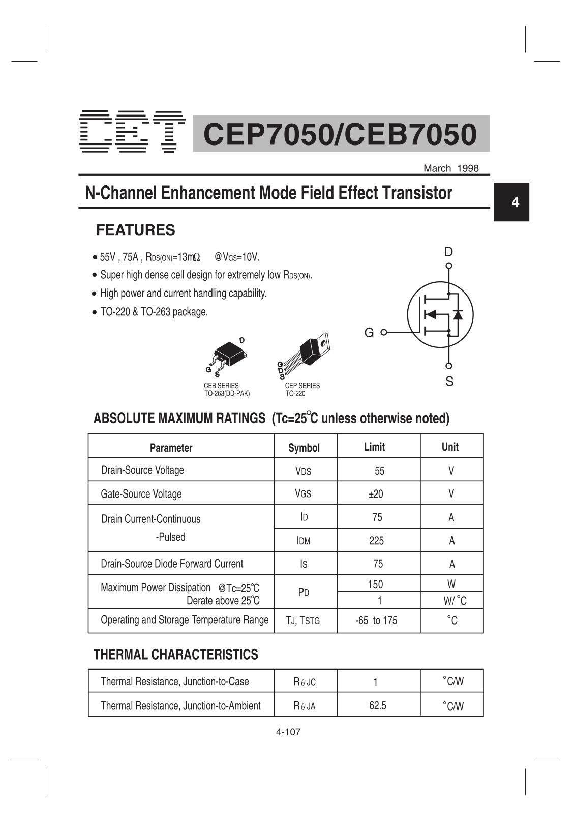 Datasheet CEP7050, CEB7050 Datasheet (CET) - ManualMachine.com