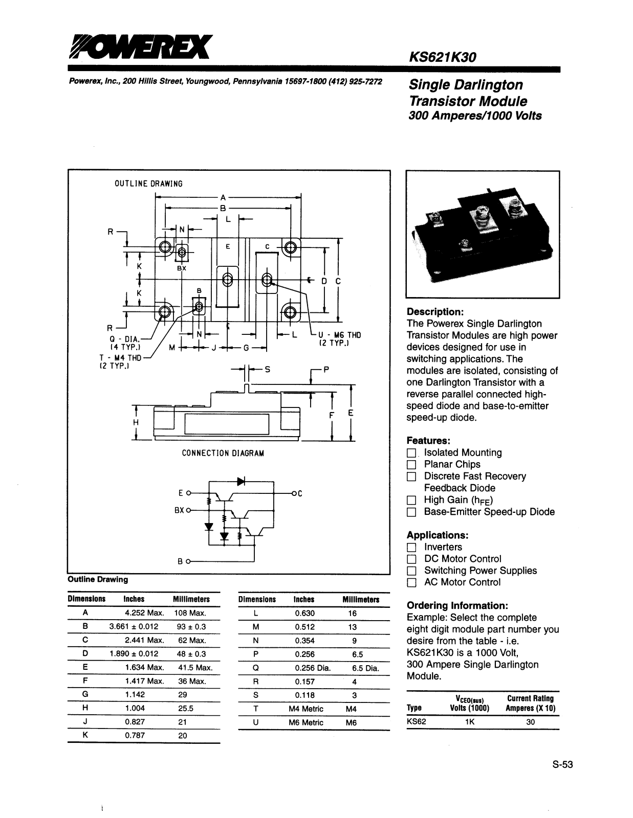 POWEREX KS621K30 Datasheet