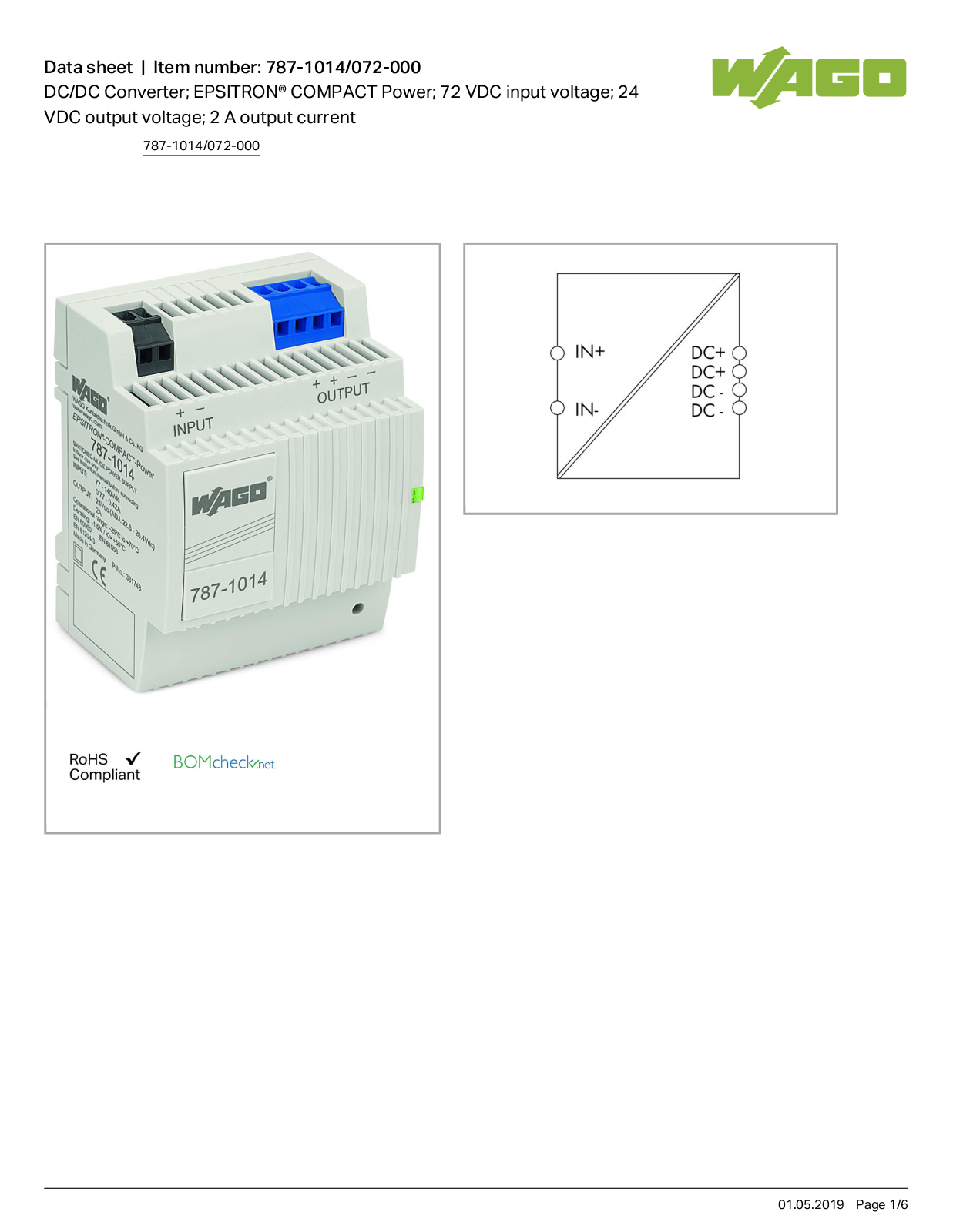 Wago 787-1014/072-000 Data Sheet