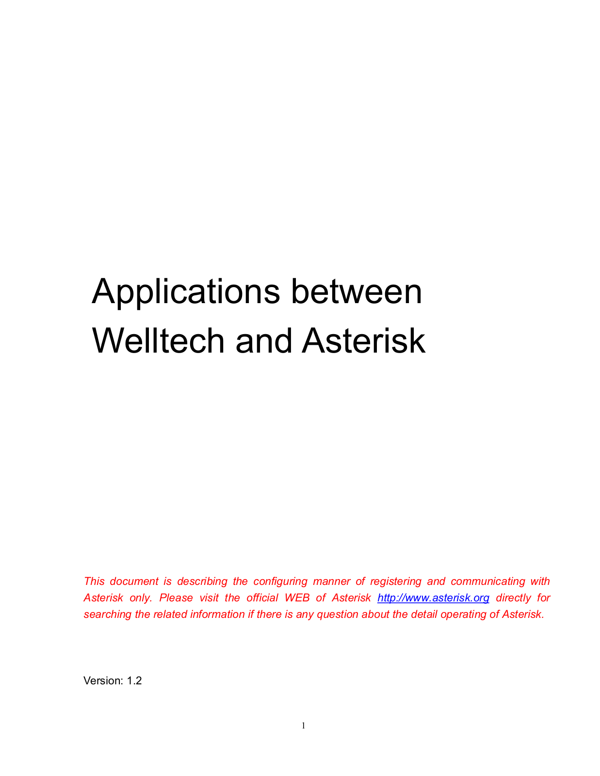 Welltech WELLTECH ASTERISK APPLICATIONS User Manual