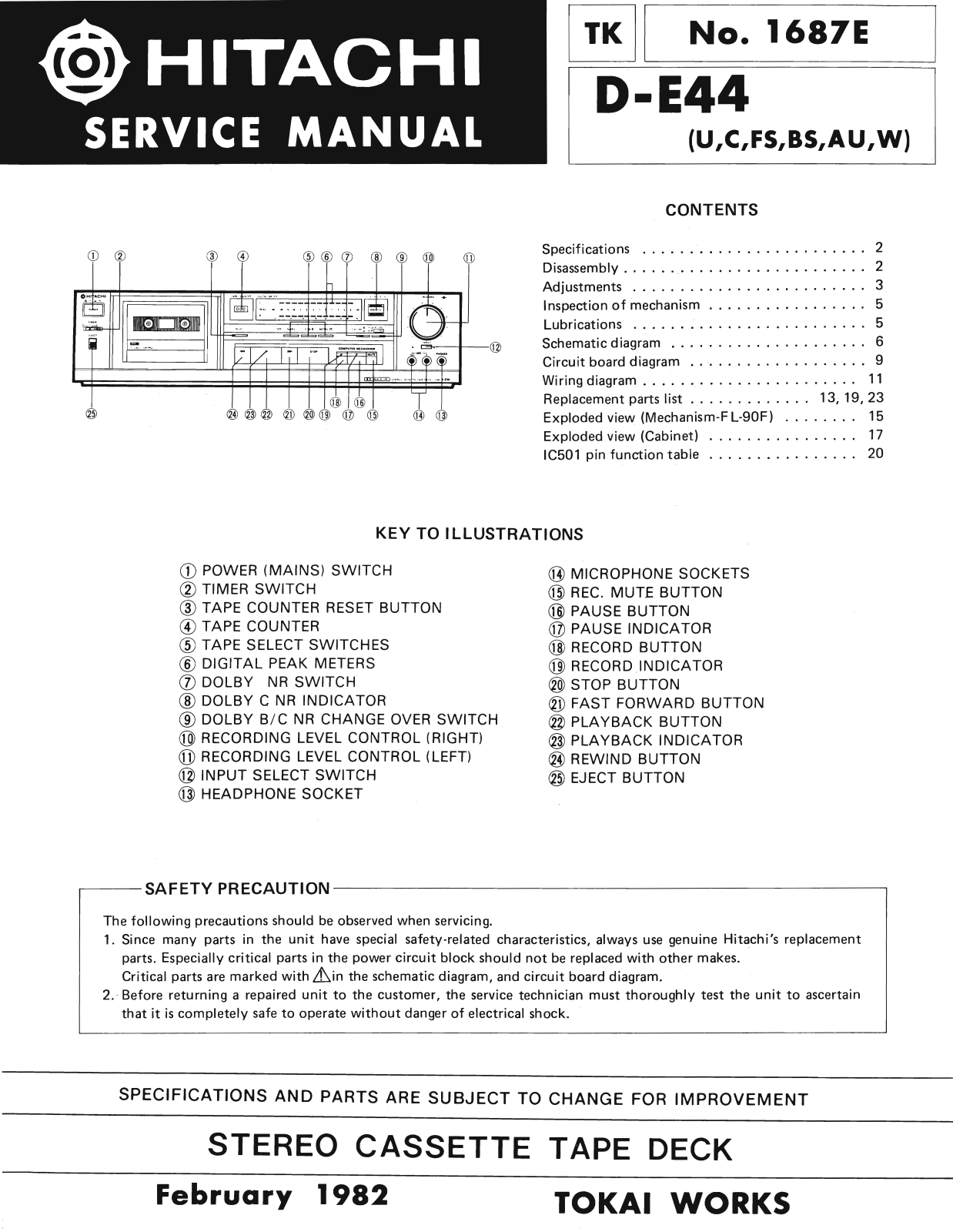 Hitachi DE-44 Service Manual