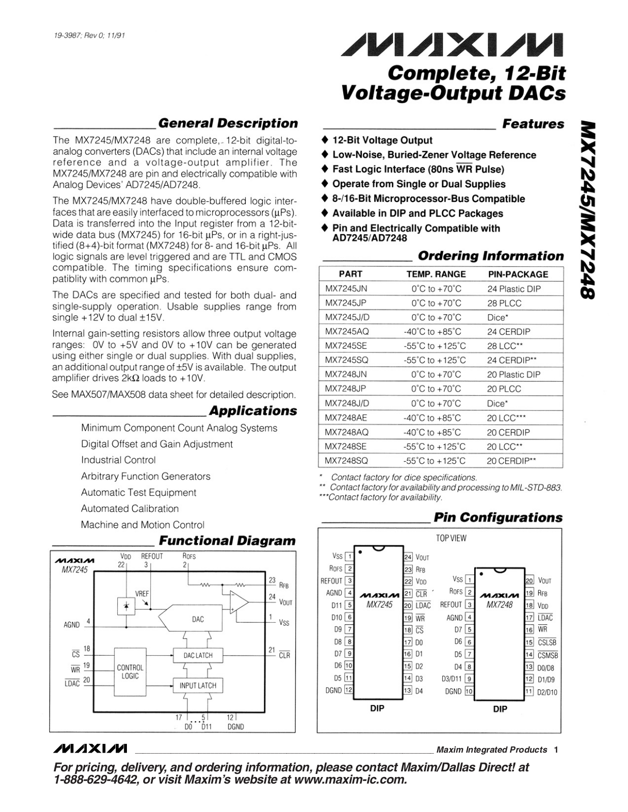 MAXIM MX7245, MX7248 User Manual