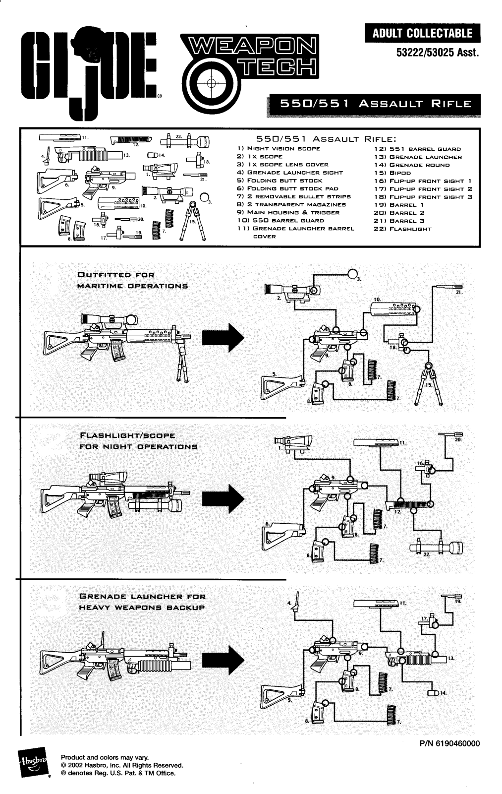 HASBRO GI Joe Weapon Tech Assault Rifle User Manual