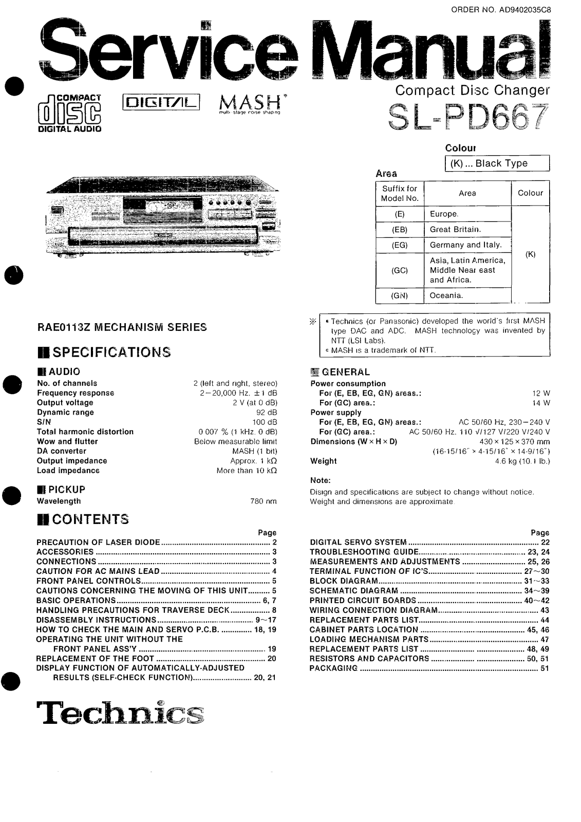 Technics SLPD-667 Service manual