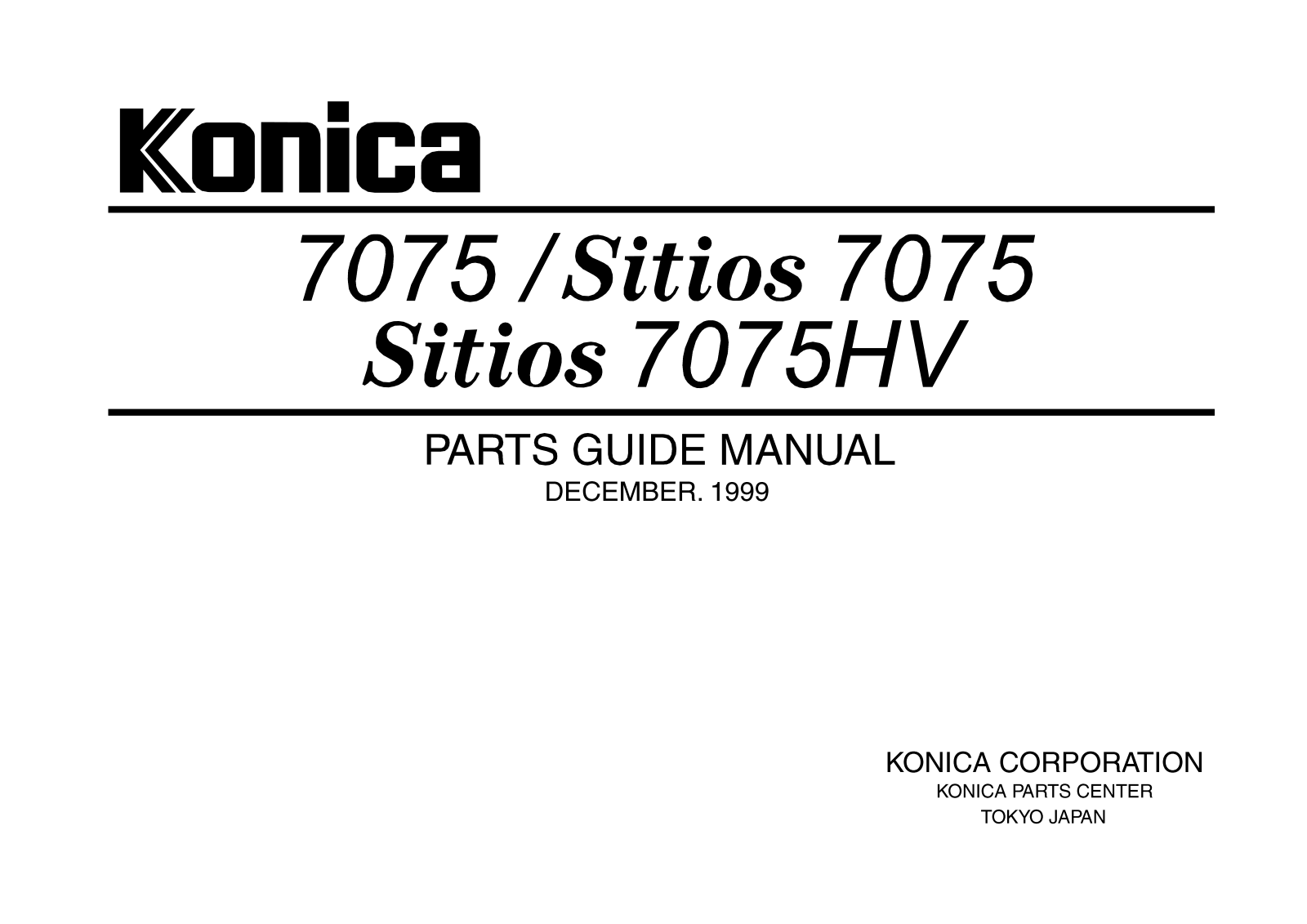 Konica 7075, 7075HV GUIDE MANUAL