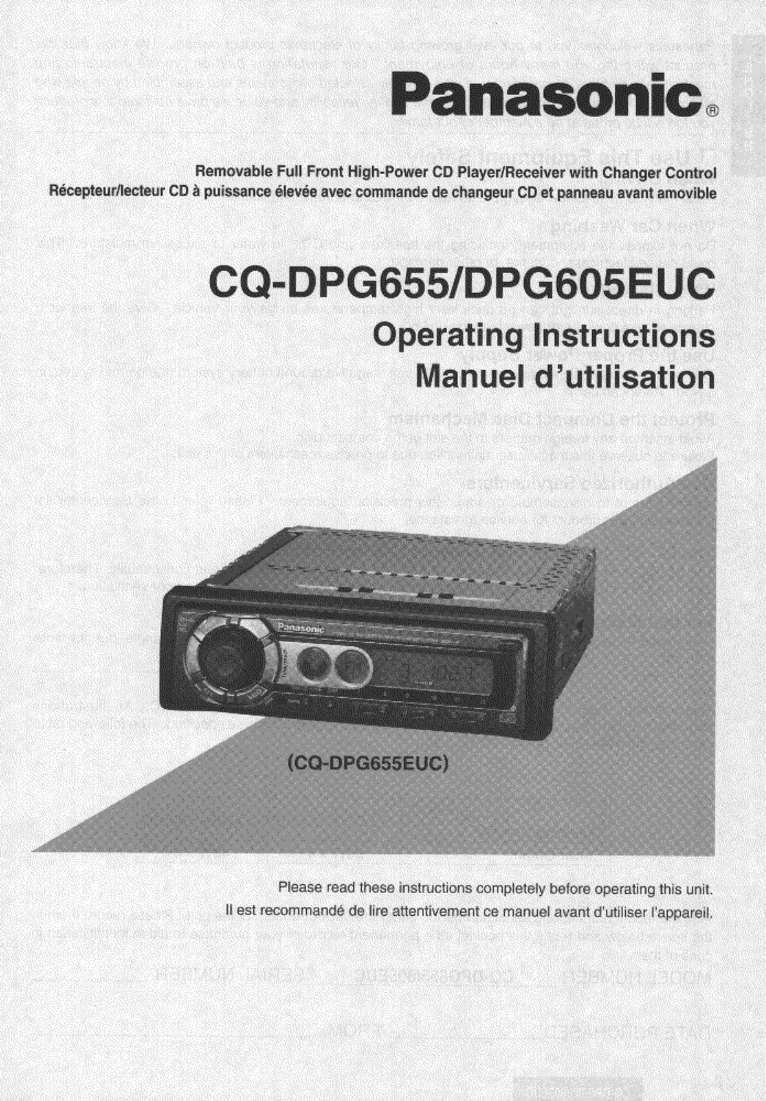 Panasonic CQ-DPG655EUC User Manual