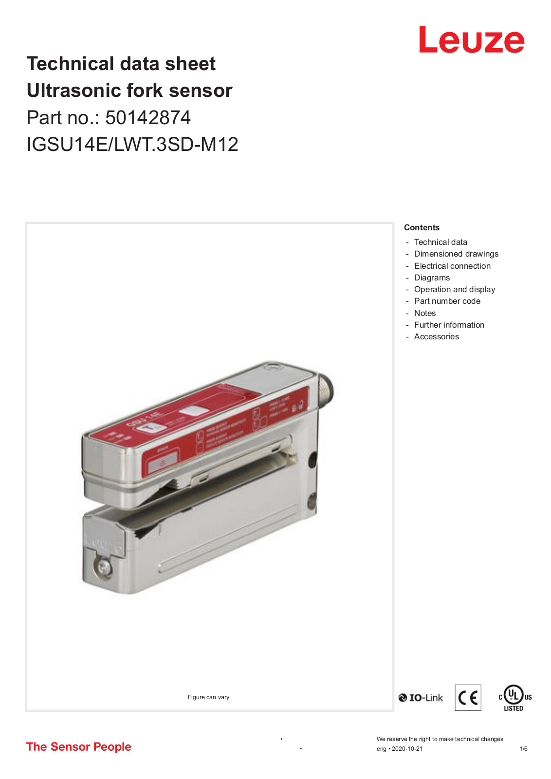 Leuze 50142874 Data Sheet