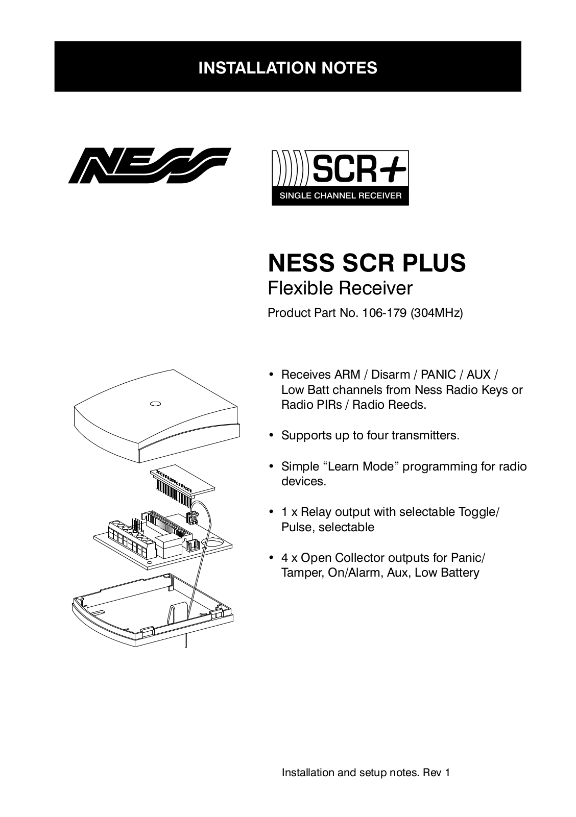 Ness SCR PLUS Installation Notes