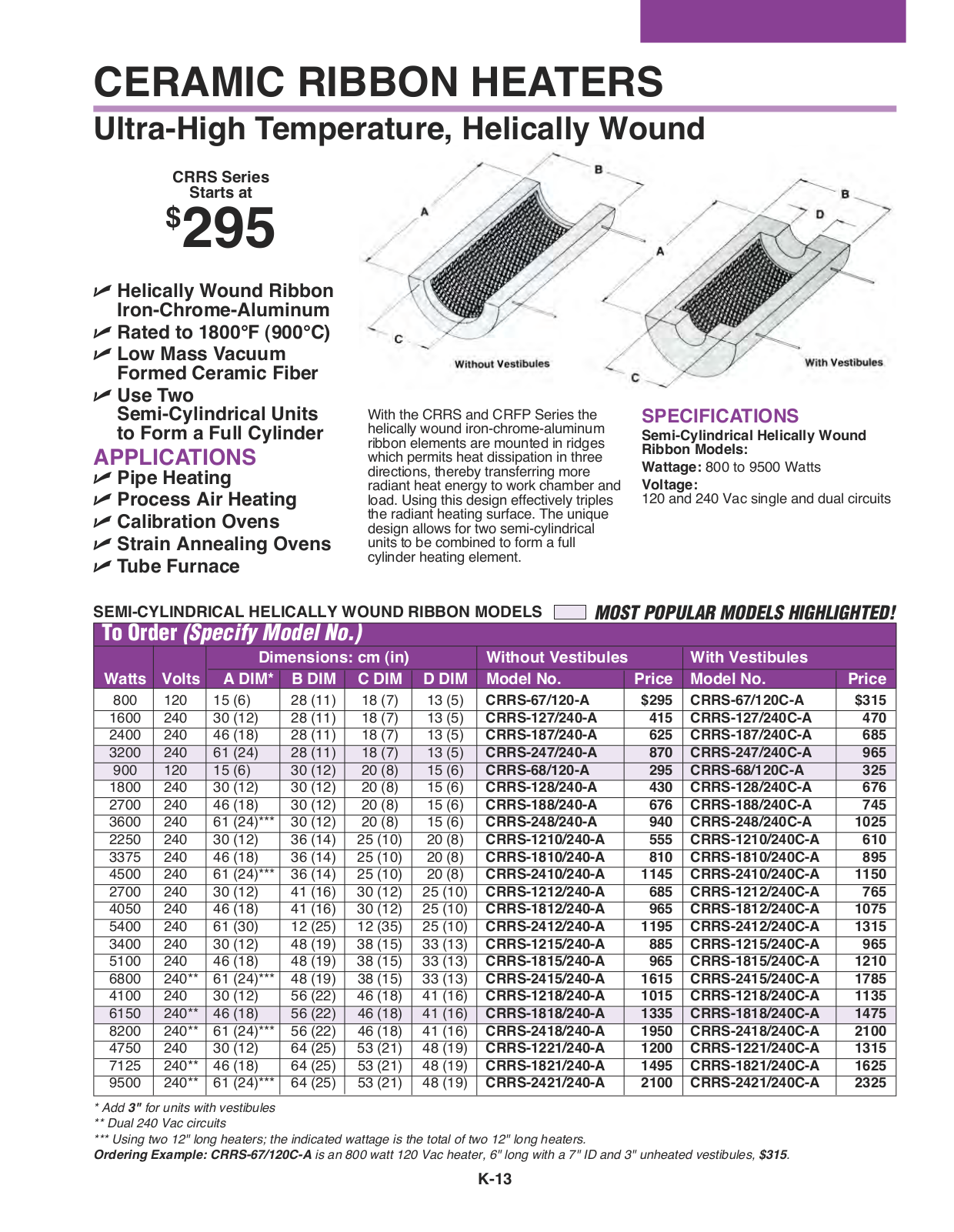 Omega Products CRFP-1210-240-A User Manual