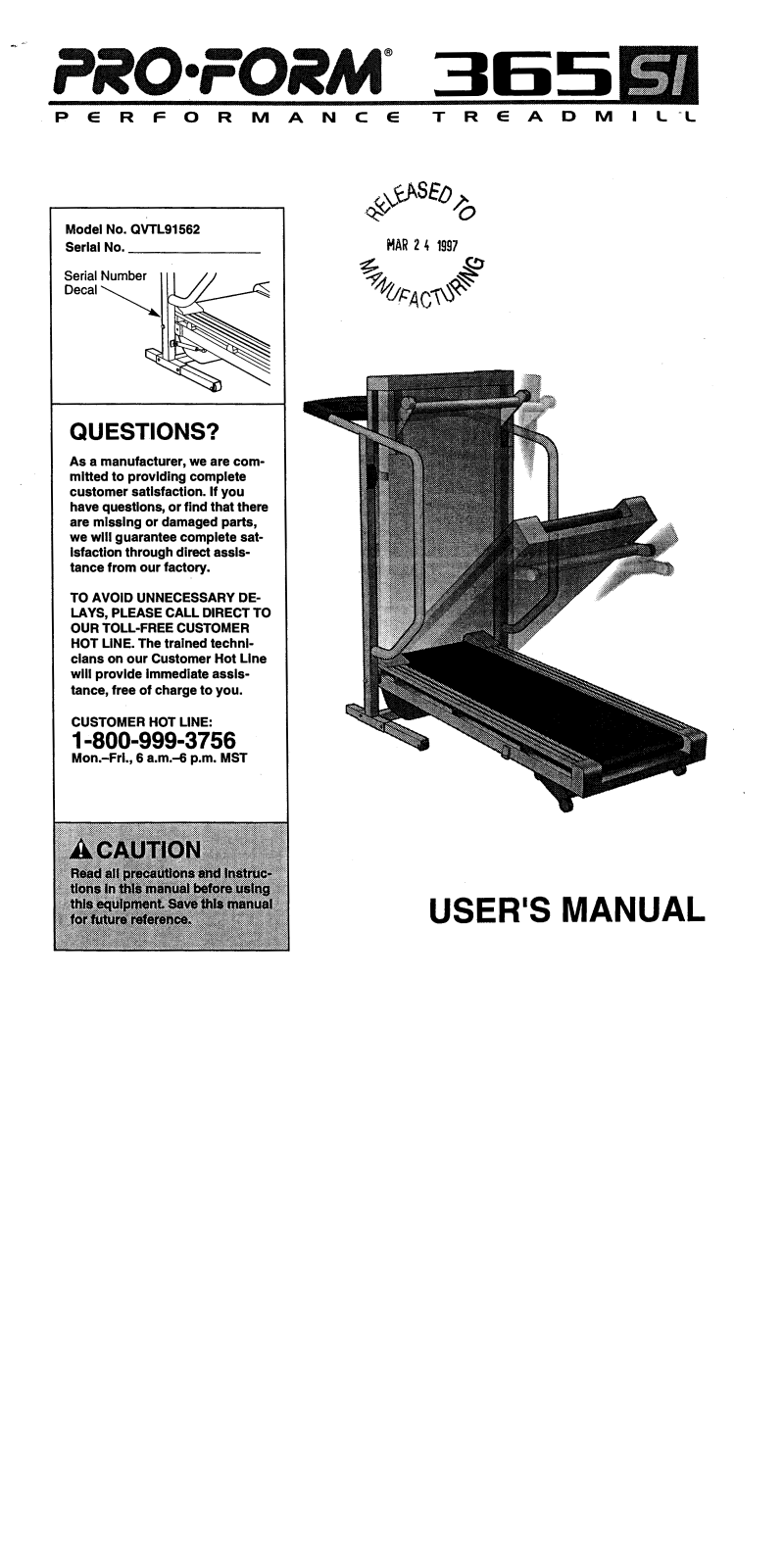 ProForm QVTL91562 User Manual