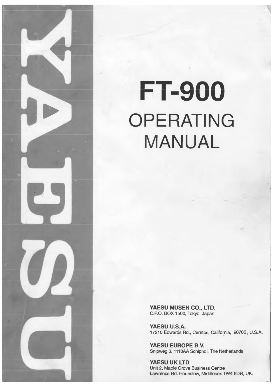 Yaesu FT-900 Operating Manual