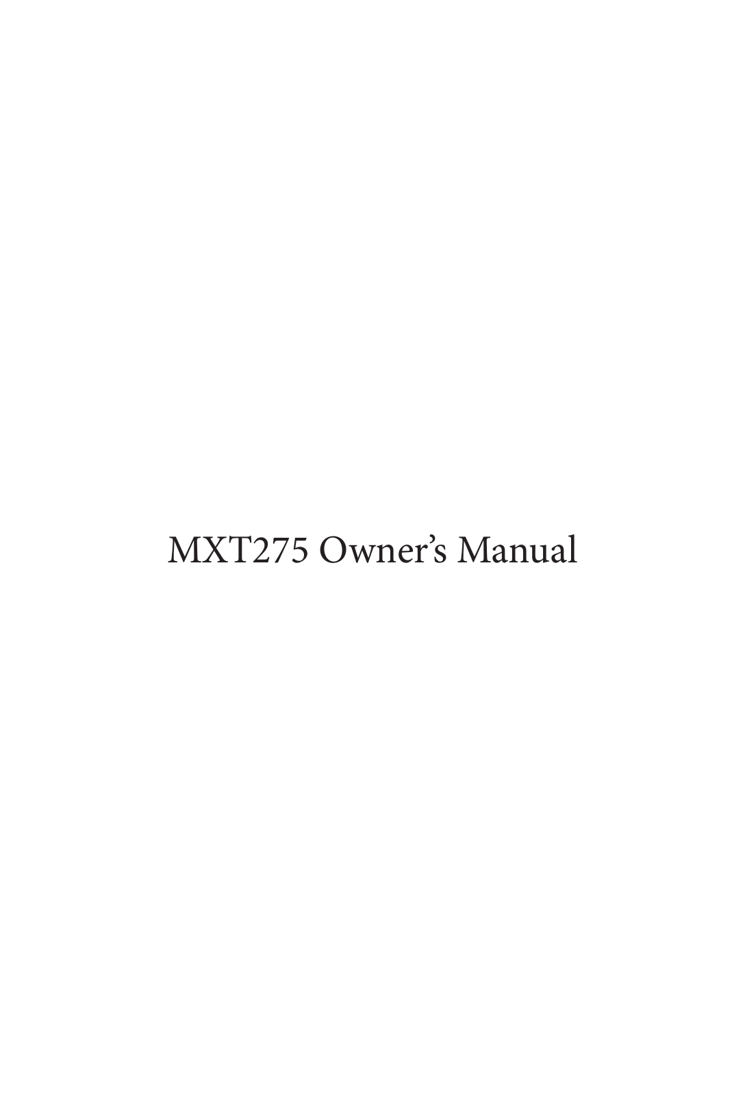 Midland Radio MXT275 User Manual