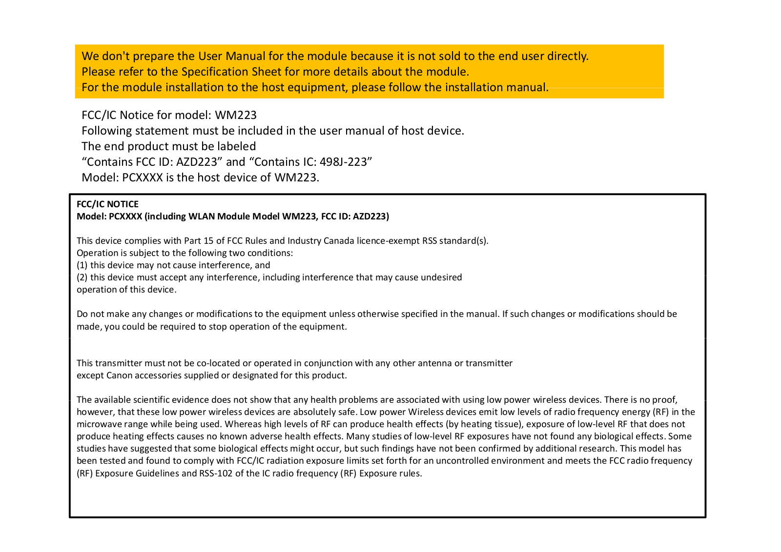 Canon 223 User Manual