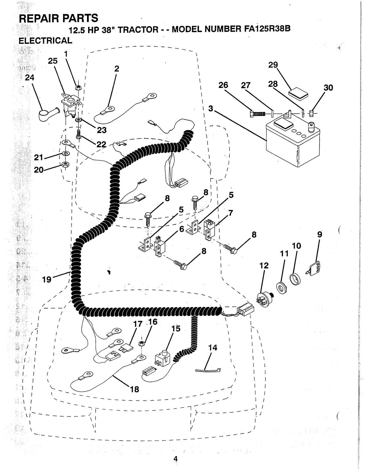 AYP FA125R38B Parts List