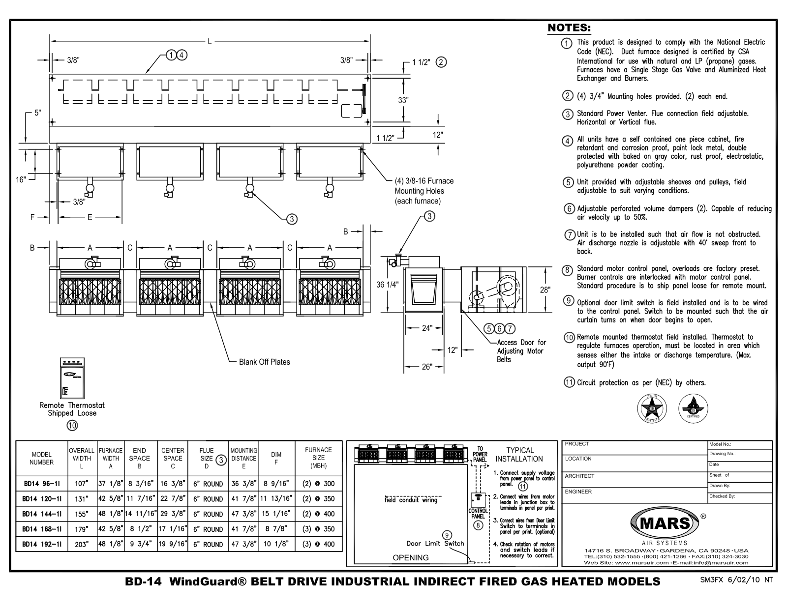 Mars Air BD14 120-1I User Manual