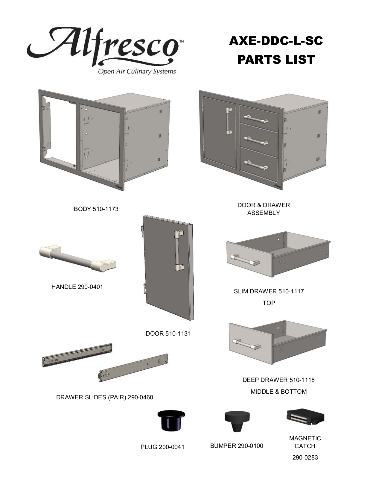 Alfresco AXEDDCLSC Part List