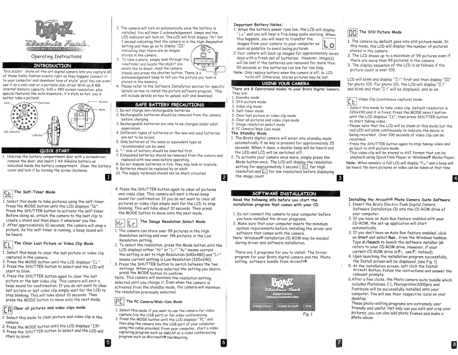 Mga Entertainment DIGITAL CAMERA 1-8 User Manual