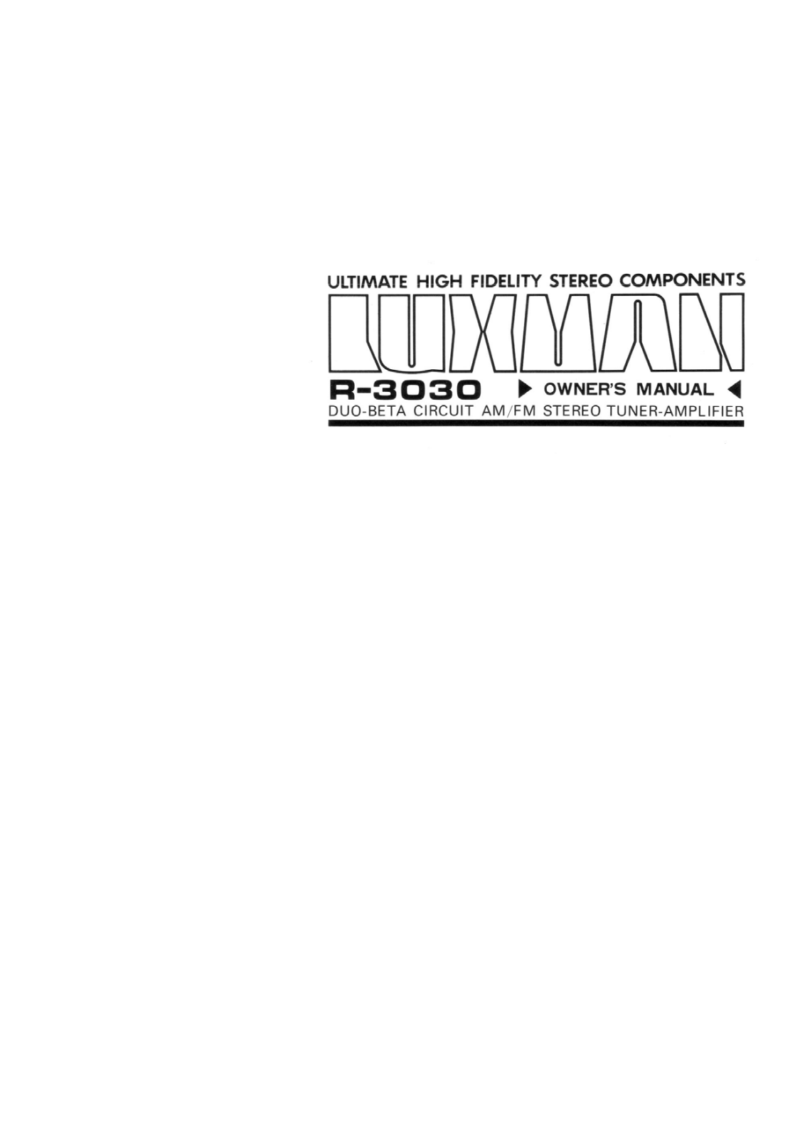 Luxman R-3030 Owners Manual