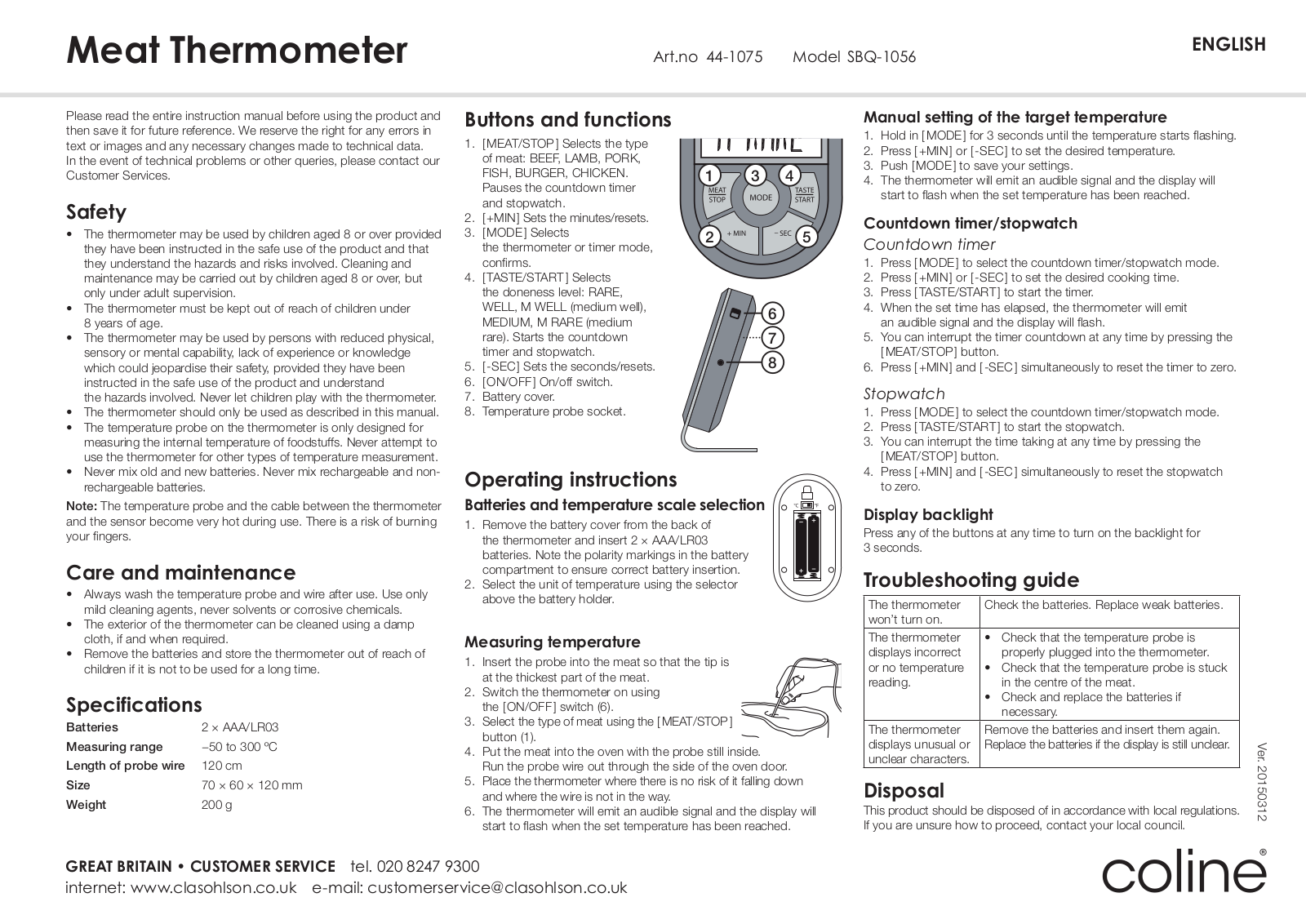 Coline SBQ-1056 User Manual