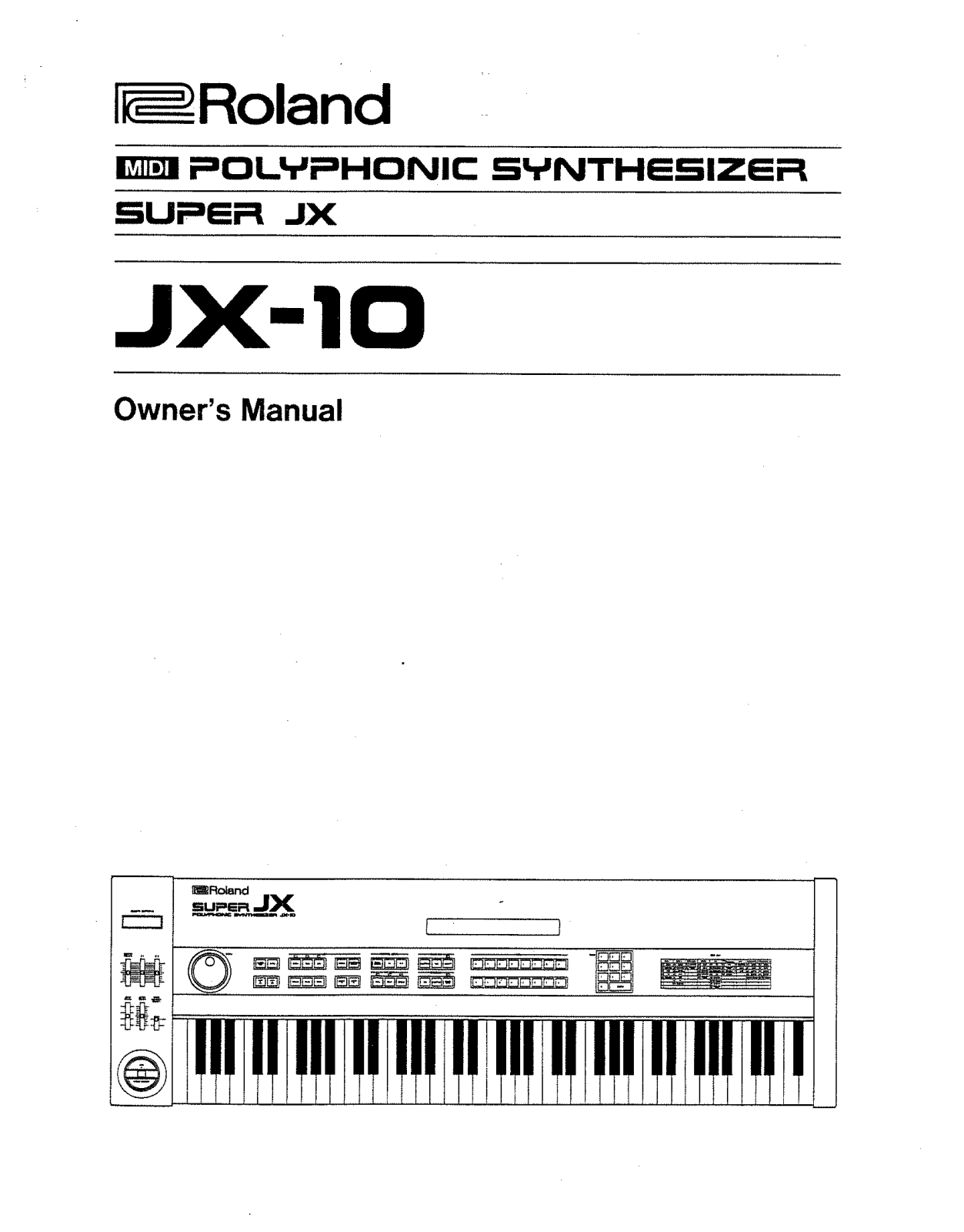 Roland Corporation JX-10 Owner's Manual