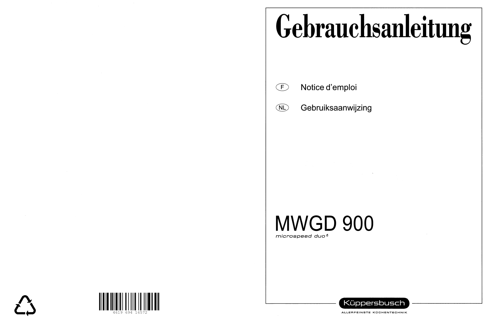 Kuppersbusch MWGD 900 Instruction Manual