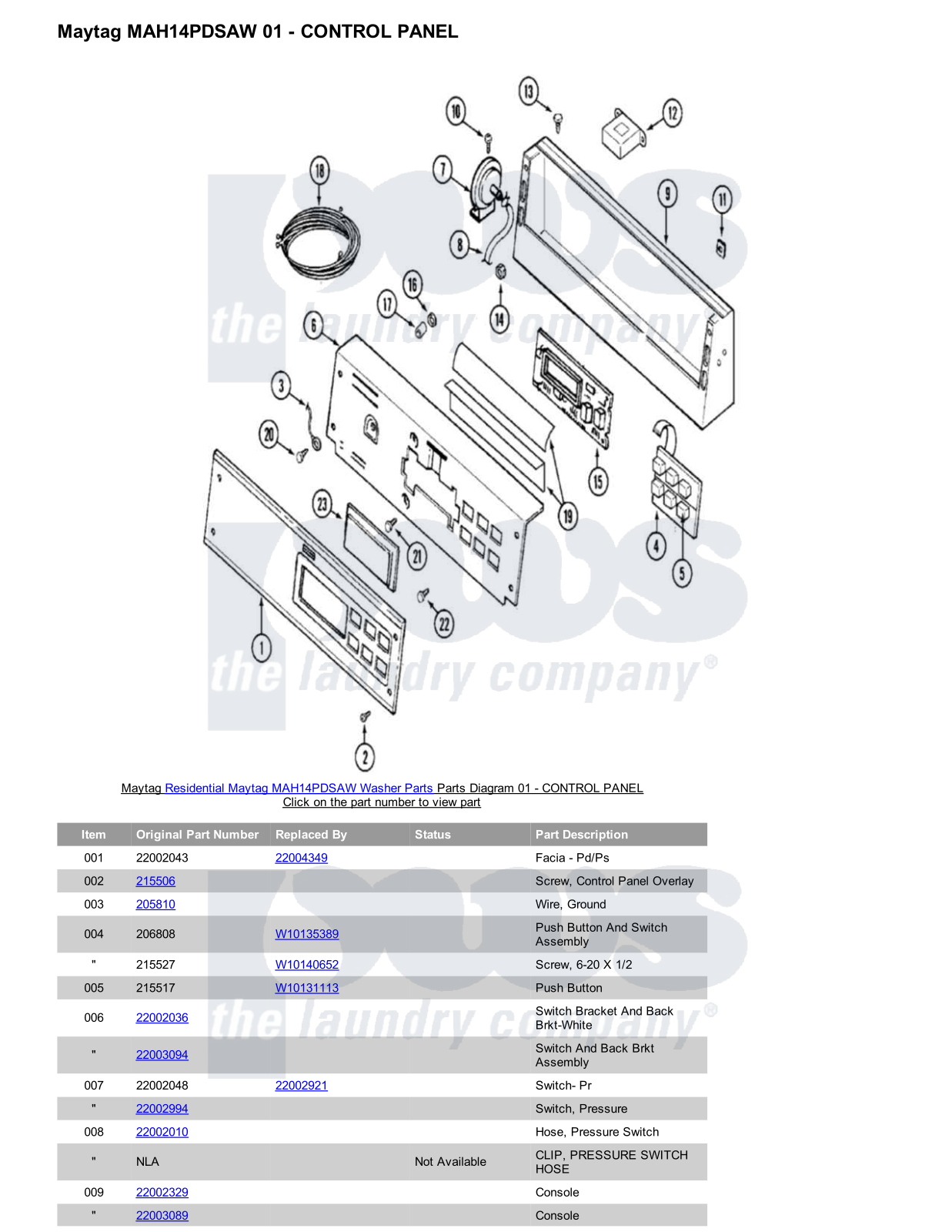 Maytag MAH14PDSAW Parts Diagram