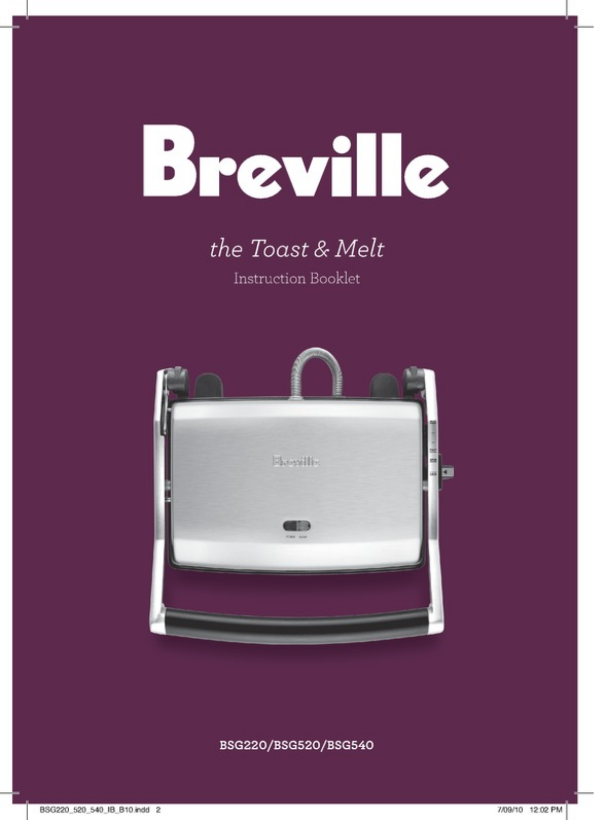 Breville BSG220BSS, BSG520BSS, BSG540BSS User Manual