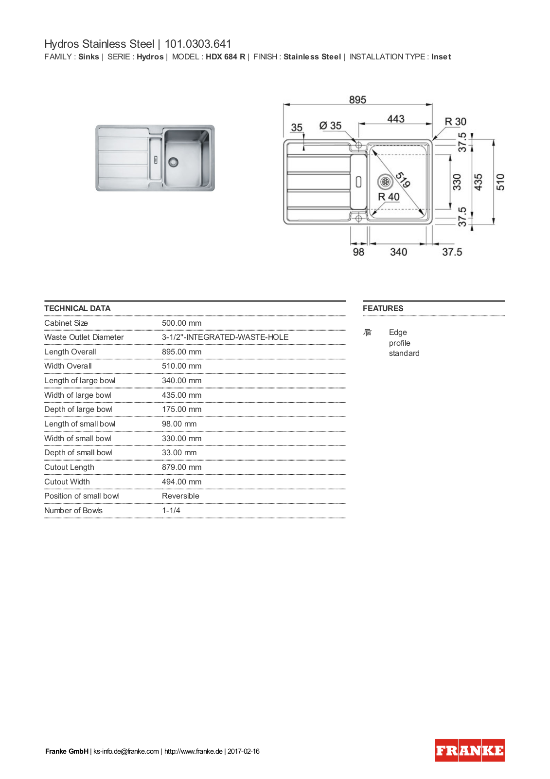 Franke 101.0303.641 Service Manual