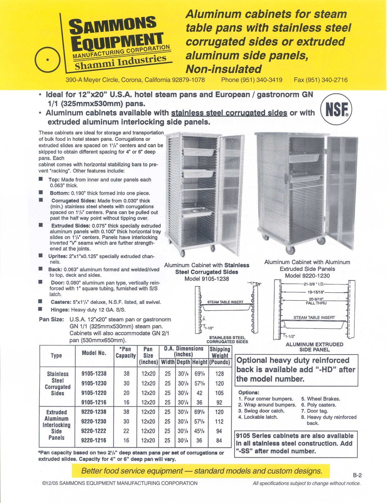 Sammons Equipment 9105-1238 User Manual