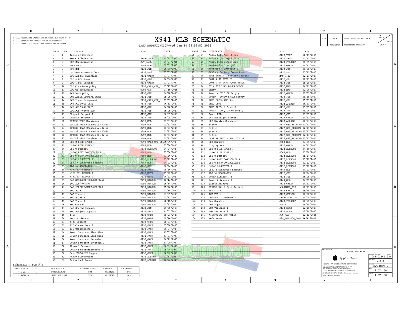 Apple MacBook Pro 13'' Touch A1989 Schematics