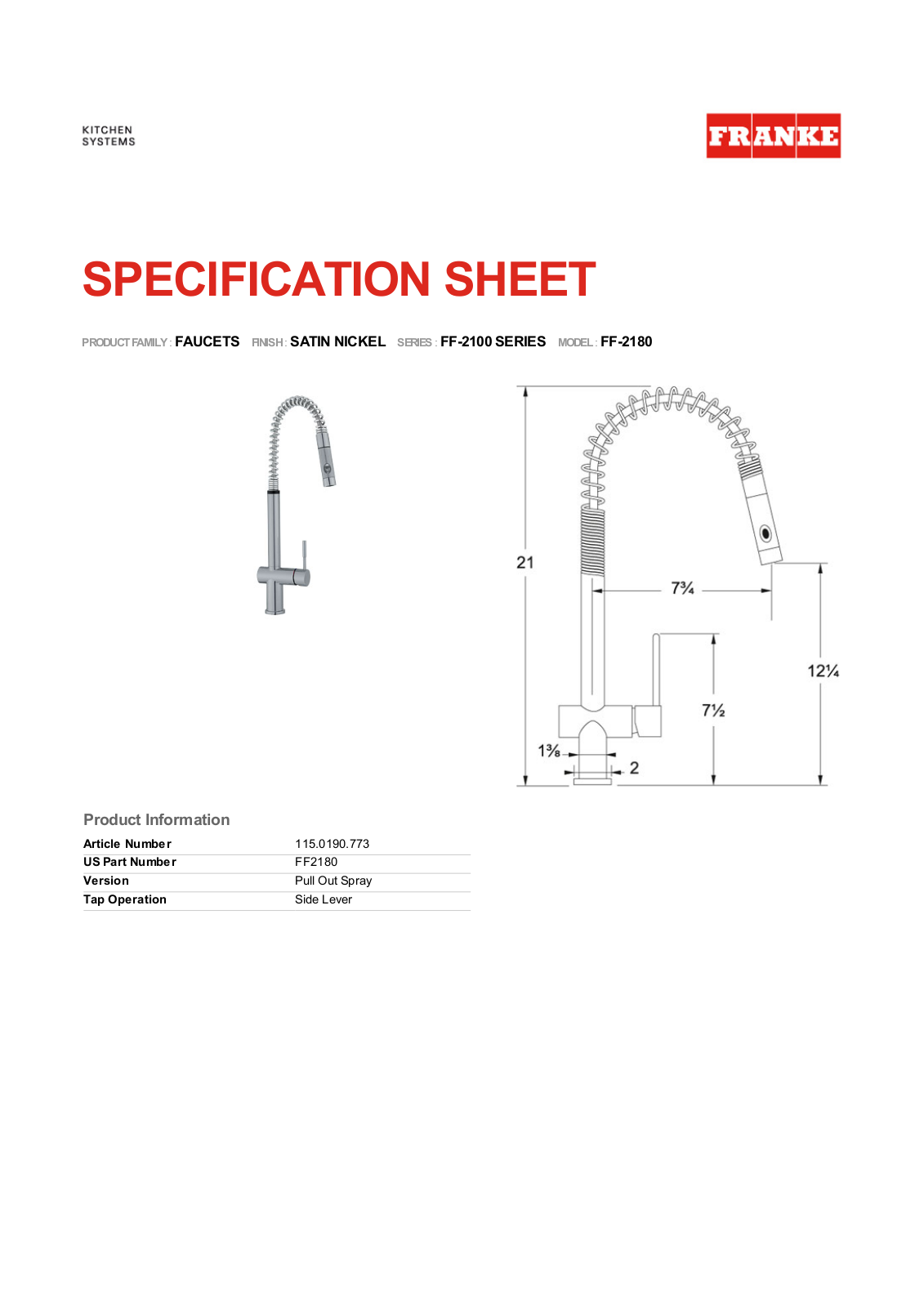 Franke Foodservice FF-2180 User Manual