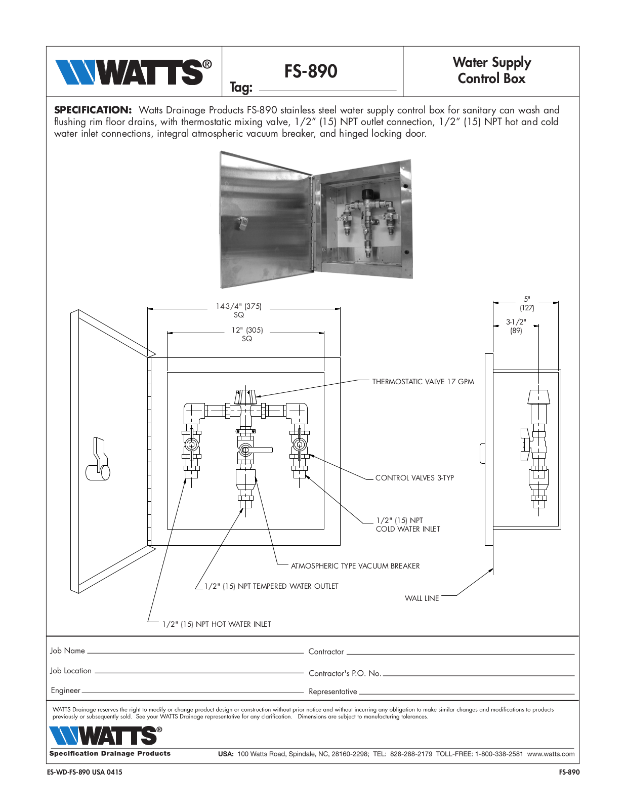 Watts FS-890 User Manual