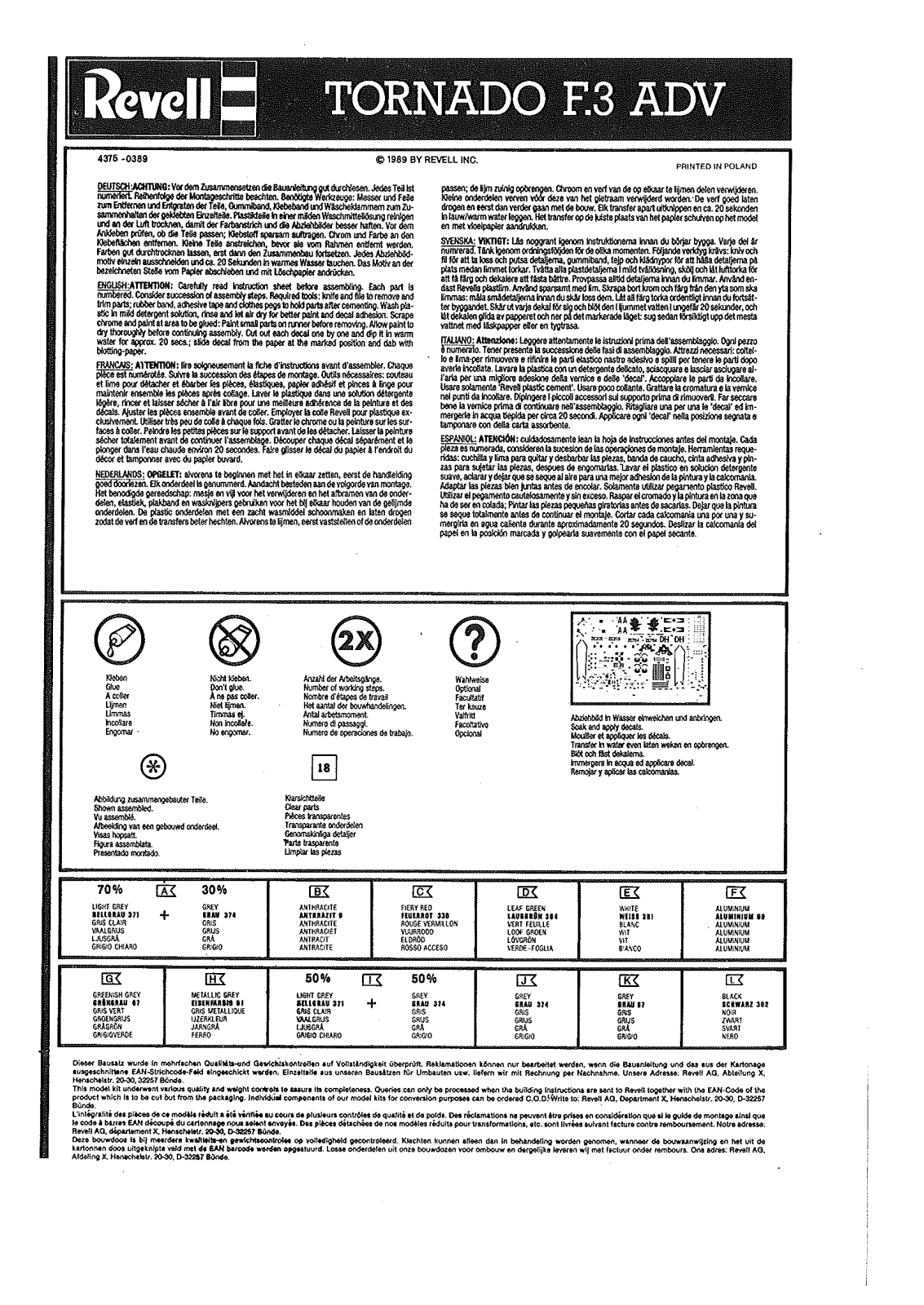 REVELL Panavia Tornado F.3 ADV User Manual